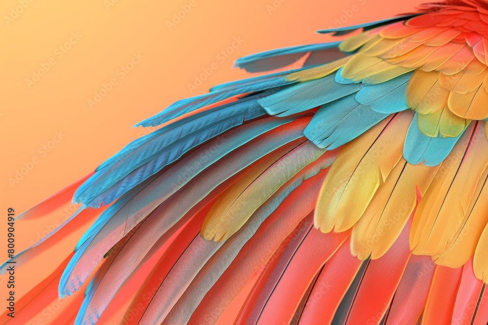 Fototapeta premium A colorful bird's wing with blue, red, and yellow feathers