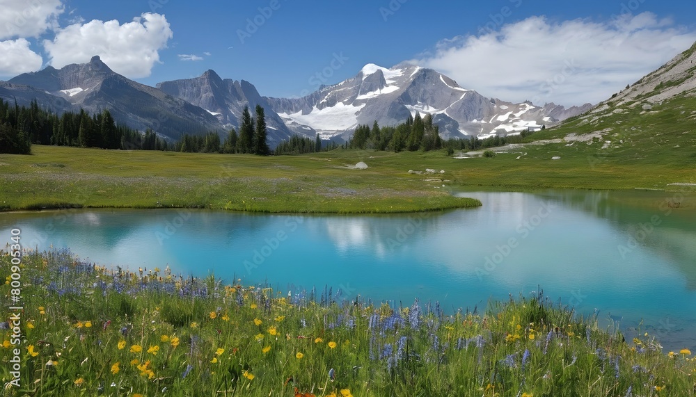 A Breathtaking Realistic Alpine Landscape With Sn