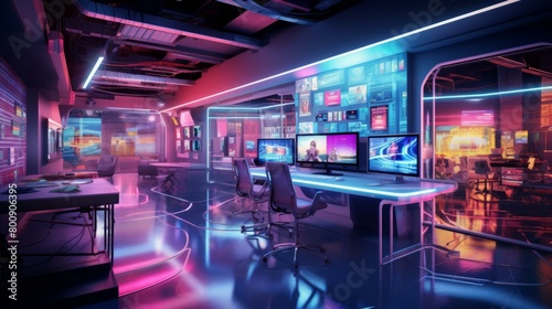 futuristic news studio