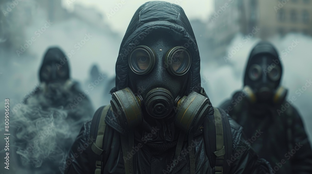 people in gas masks people in gas masks