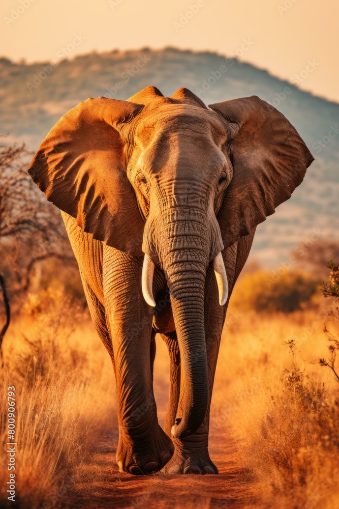 Fototapeta premium Elephant walking in the savanna