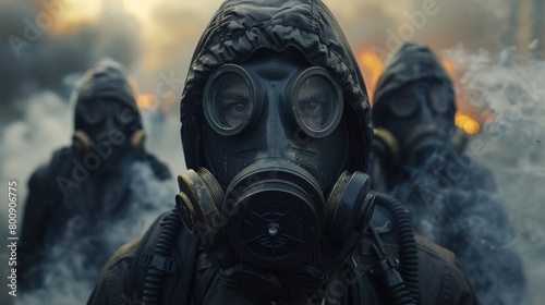 people in gas masks