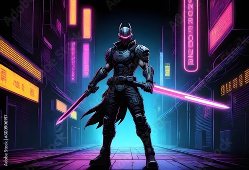Fantasy A Cyberpunk Warrior With A Mechanical Arm  (1)