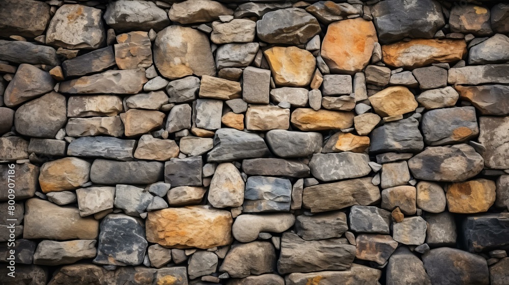 A stone wall with different colored rocks A stone wall with different colored rocks