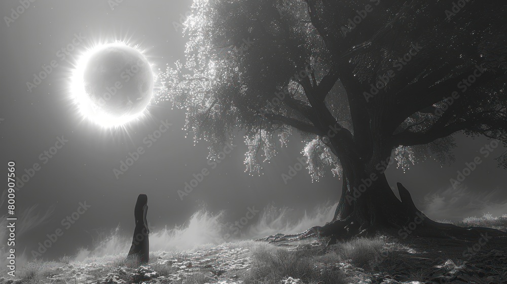 Obraz premium woman watching solar eclipse