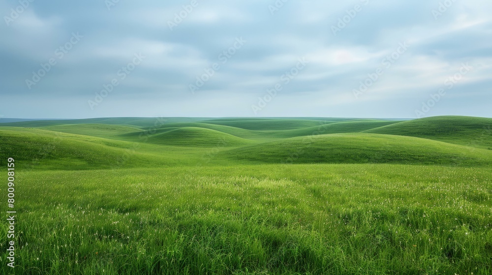 Green rolling hills under a blue sky with white clouds Green rolling hills under a blue sky with white clouds