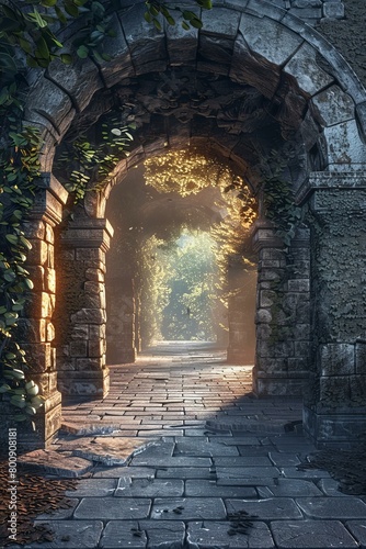 Mystical stone archway in a forgotten city