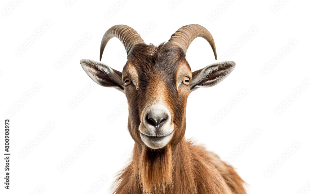 Horned Goat Isolated On Transparent Background PNG.