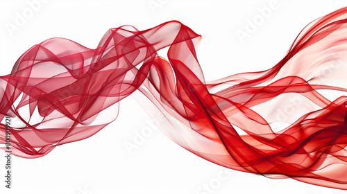 Majestic crimson red curves intertwining with grace, conveying passion and sophistication, isolated on solid white background."
