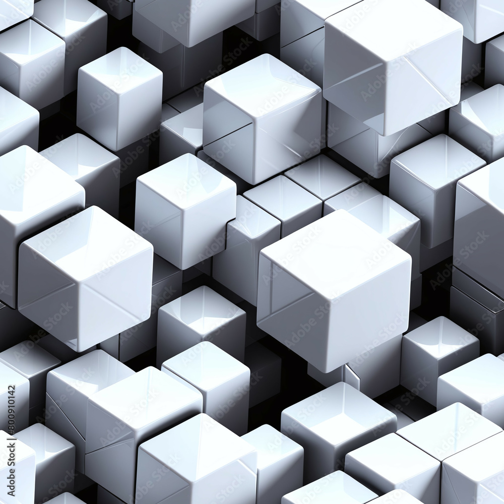 Abstract 3D cubes, Seamless white pattern. Endless background. Abstract 3D cubes, Seamless white pattern. Endless background.