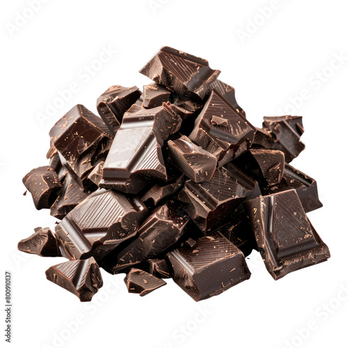 Chocolate chunks isolated on transparent background