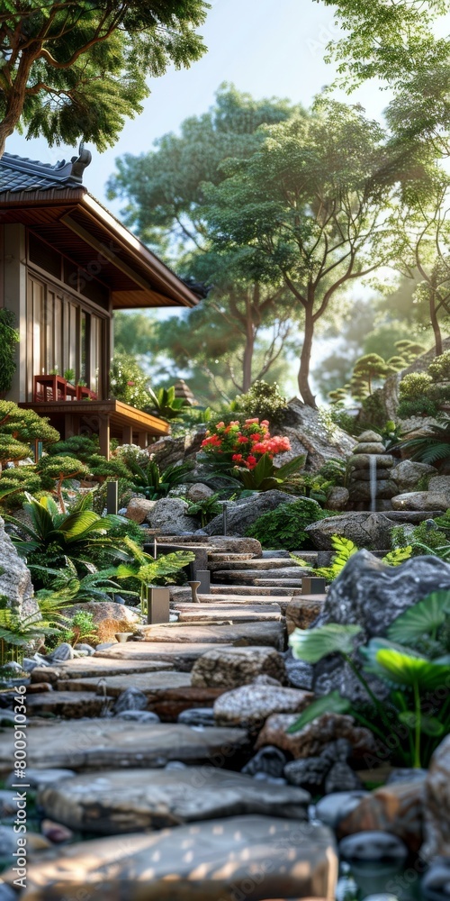 Japanese style house with beautiful garden