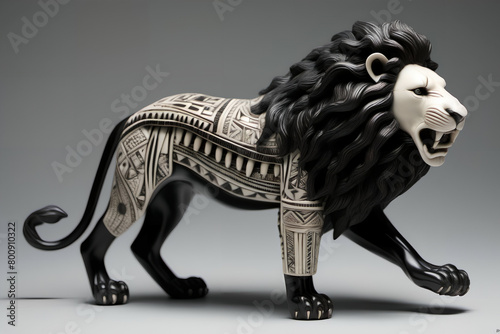 Ivory lion figurine. Digita...