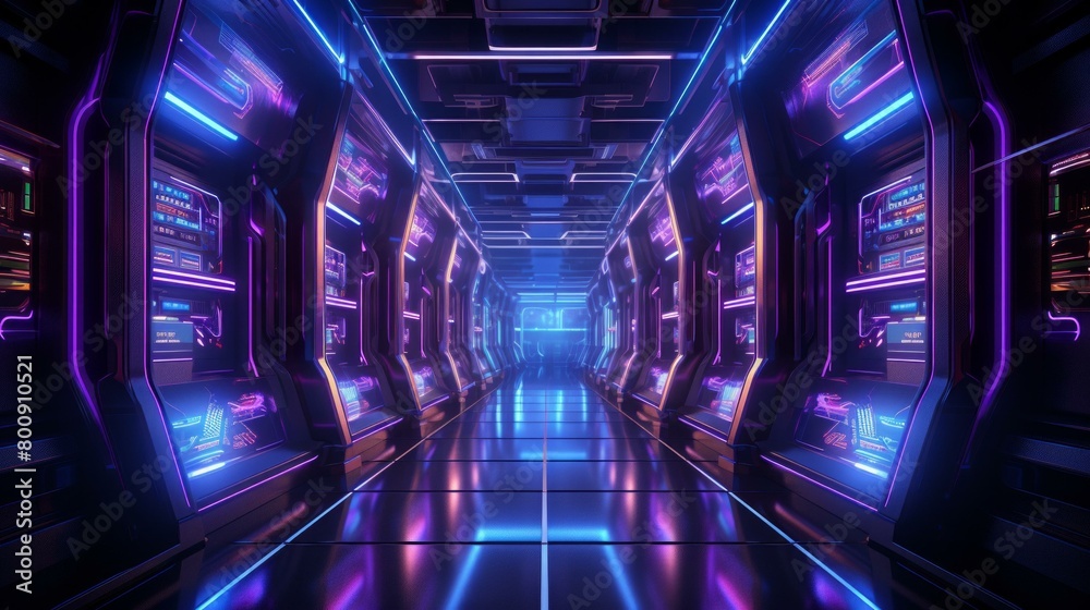 Obraz premium Futuristic Sci-Fi Spaceship Control Room