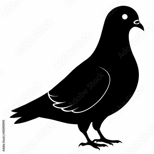 Pigeon of peace silhouette vector art illustration with white background
