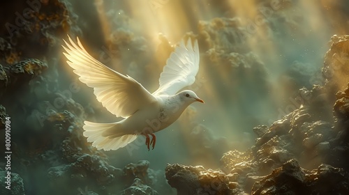 Divine Grace: A Majestic Bird in an Ancient Passage © Maquette Pro