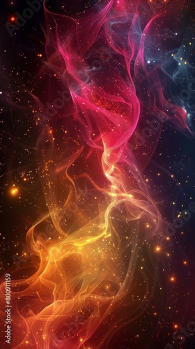 Colorful smoke flowing through space