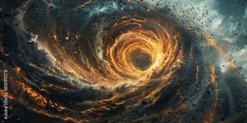 A swirling vortex of fire and smoke