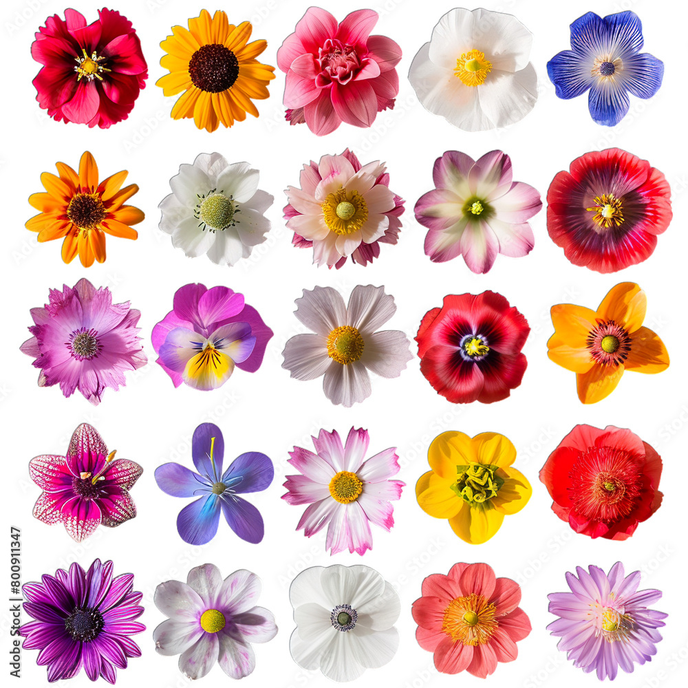 set of flowers