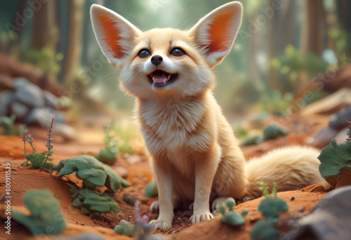 happy fennec fox photo