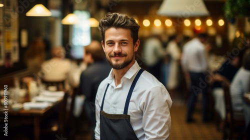 Portrait of a male waiter in a restaurant