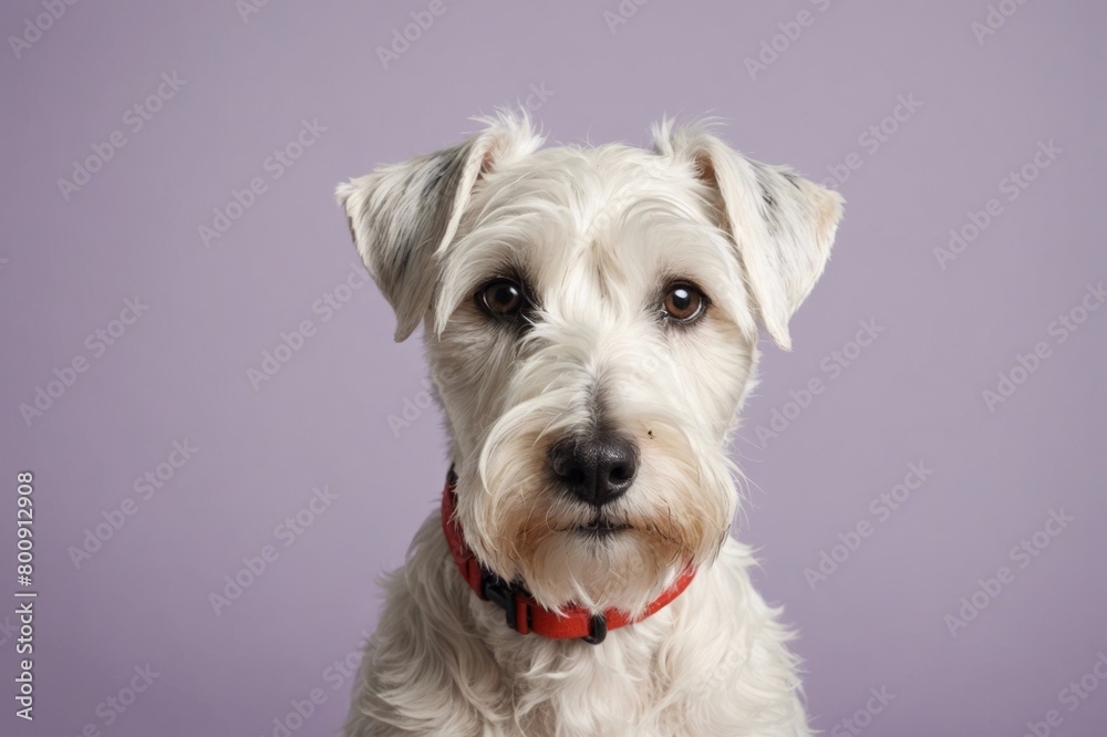 Portrait of Sealyham Terrier dog looking at camera, copy space. Studio shot.
