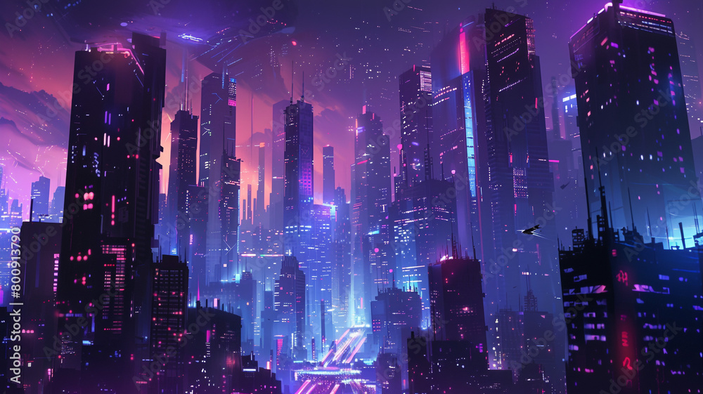Slightly futuristic night cityscape
