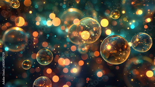 Luminous spheres of varying sizes suspended in a dreamlike state, radiating a sense of digital wonderment. © Hamza