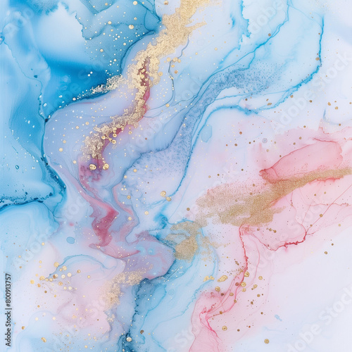 Cotton Candy Watercolor Marble Textures with Gold