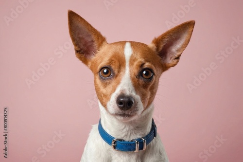 Portrait of Toy Fox Terrier dog looking at camera, copy space. Studio shot.