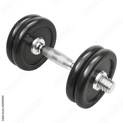 Rubber metal dumbbell isolated on transparent background