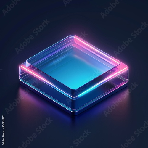 3D rendering of a glowing blue and pink square © Adobe Contributor