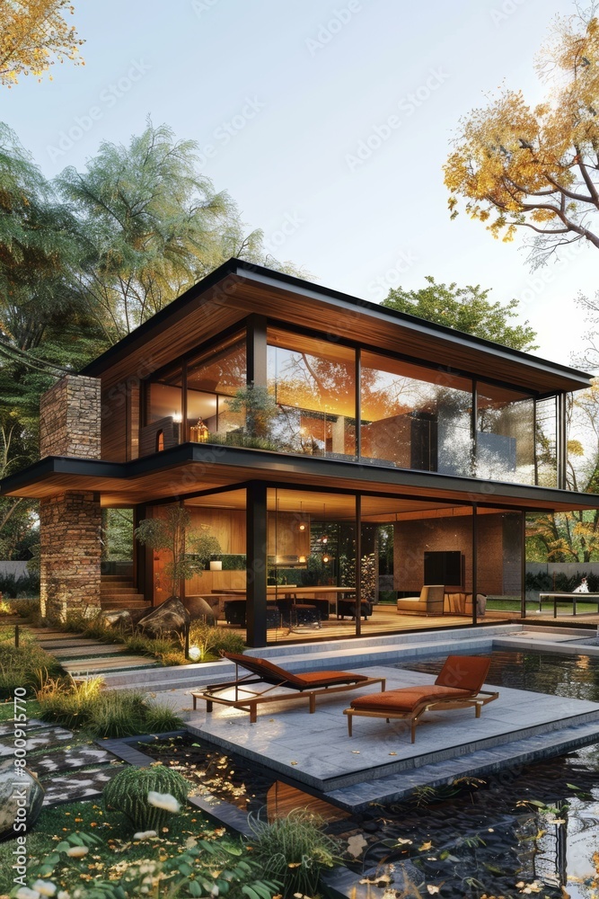 Modern House Exterior Design with Pool and Terrace Modern House Exterior Design with Pool and Terrace