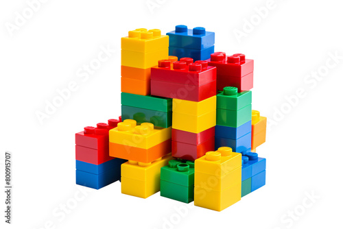 a pile of colorful building blocks