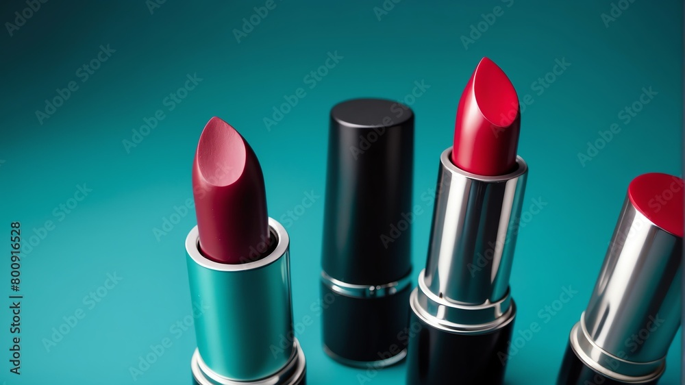 lipstick variation on teal background from Generative AI