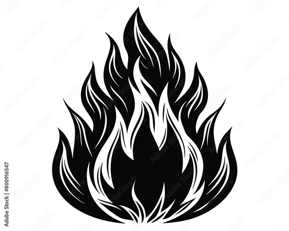 Fire flames Illustration Black and White