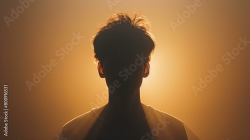mysterious man silhouette in bright light