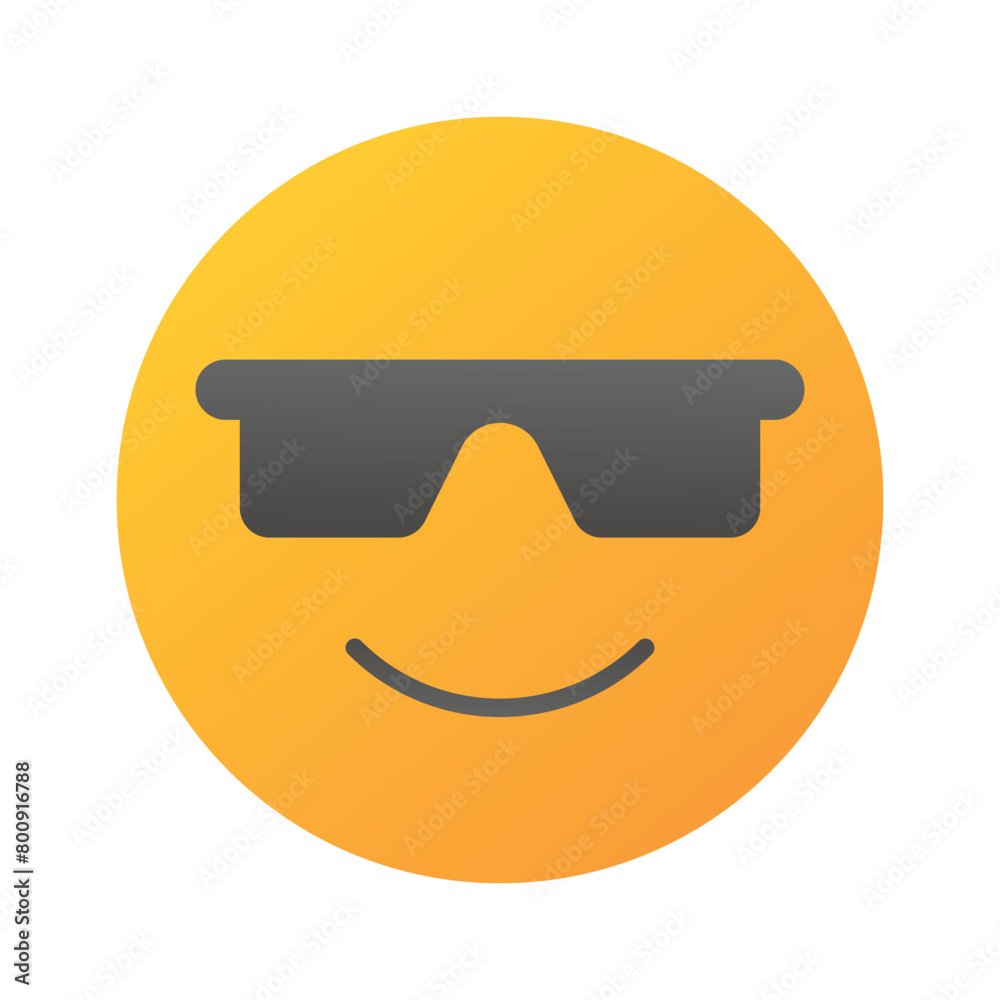 Glasses on emoji face showing concept icon of cool emoji, proud emoji Glasses on emoji face showing concept icon of cool emoji, proud emoji