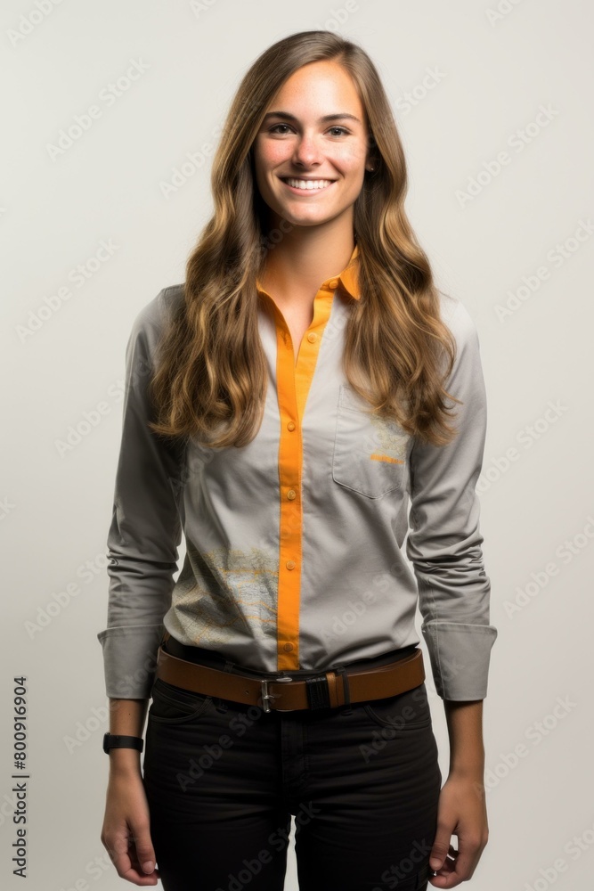 Portrait of a young woman in a gray blouse Portrait of a young woman in a gray blouse