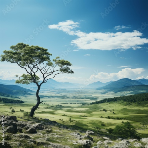 Lonely Tree in the Mountains