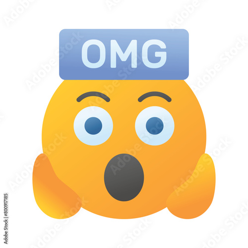 Oh My God expression emoji vector design, editable vector