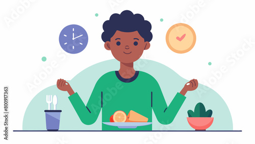 Practicing portion control and stopping when feeling comfortably satisfied rather than overeating or mindlessly finishing a plate..