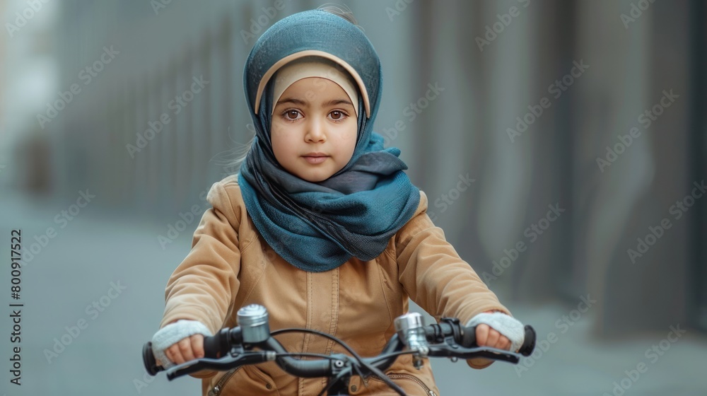 Photo: Morning Journey of Hijab Girl with Bicycle Photo: Morning Journey of Hijab Girl with Bicycle