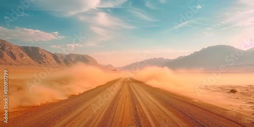 empty road in a desert at sunset