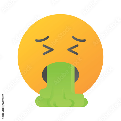 Get your hands on this trendy vomiting emoji icon design