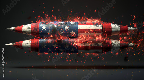 Firework rockets of an American flag, generative Ai © Zoya
