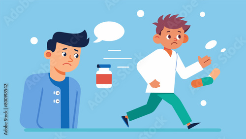 A young man pacing back and forth unable to sit still or focus as his thoughts race a mile a minute. His doctor suggests trying ketamine to help.