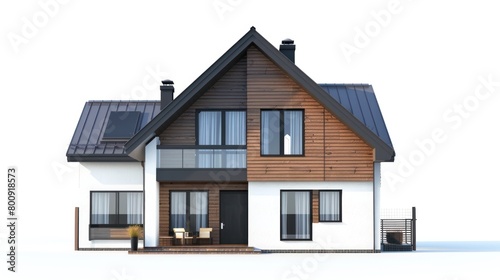 3d house modern front view isolated on white background,AI generated image. © afnanbdr