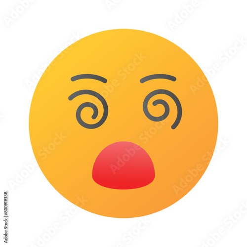 Dizzy emoji icon, dizziness expression vector design