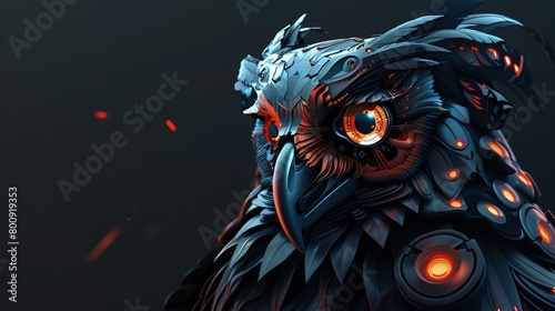 Close up of owl portrait.